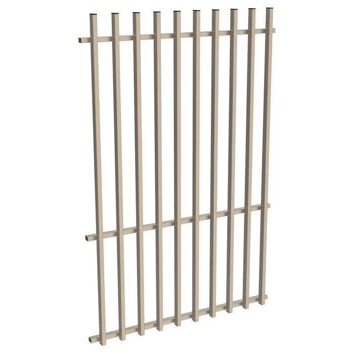 ProtectorAl 0350-1200W x 1800H Paperbark Aluminium Batten Pool Fence Panel with Mid Rail