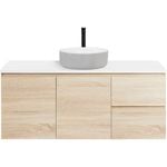 CIBO 1200mm Coast Veneer Nordic Wall Hung Bathroom Vanity With Light Grey / White Countertop Basin