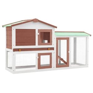 vidaXL Rabbit Hutch 2-layer Rabbit Cage Outdoor Pet House Brown and White