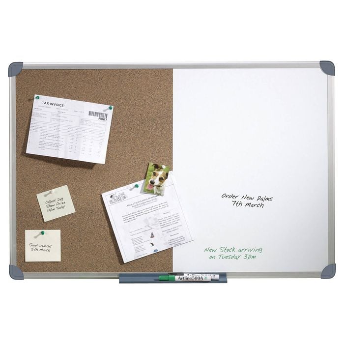 Quartet Penrite Slimline Combo 120x90cm Dry-erase Melamine Board/pin Corkboard