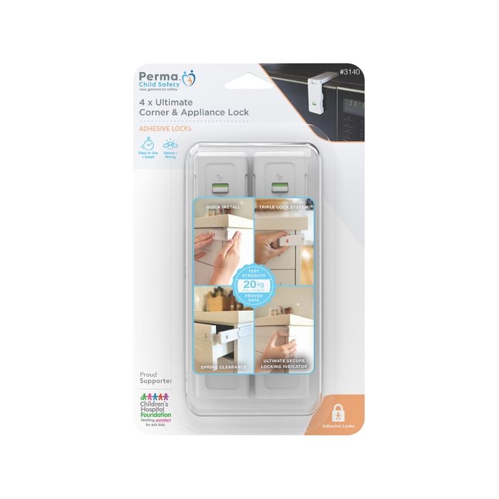Perma Child Safety Ultimate Corner And Appliance Lock - 4 Pack