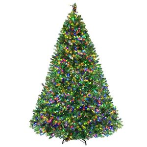 P&P Green 210cm Pre Lit Christmas Tree with 2800 Multicolour LEDs and 1221 Tips for Home Decor
