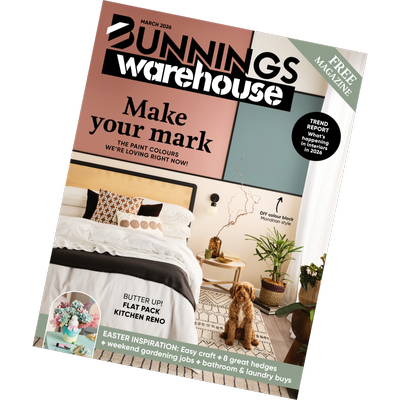 Bunnings Magazine Australia March 2026 issue. tilted
