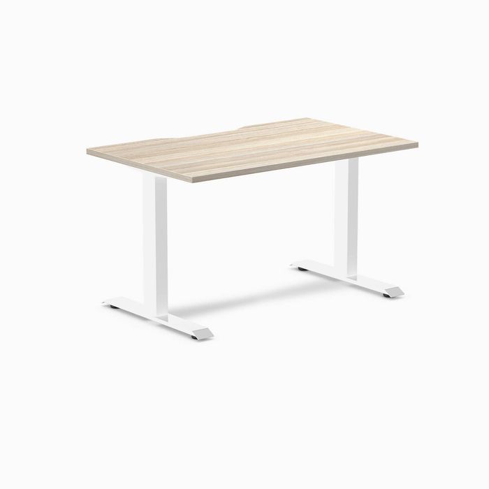 Desky Fixed Height Scalloped Melamine Office Desk White Frame 120cm