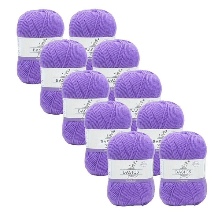 10x Malli Footy Purple Blend Basic 100g Knitting Craft Yarn Acrylic/poly