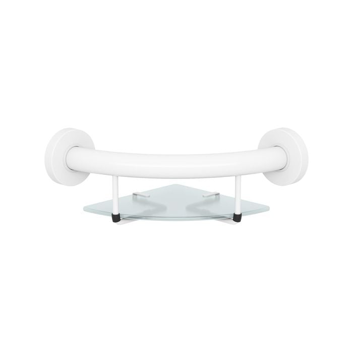 evekare White Corner Shelf Grab Rail