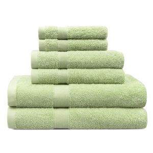 LINENOVA 6x Cotton Bath Towels Set Hand Towels Face Towels 550GSM - Pea-pod