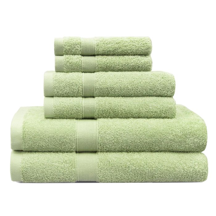 LINENOVA 6x Cotton Bath Towels Set Hand Towels Face Towels 550GSM - Pea-pod