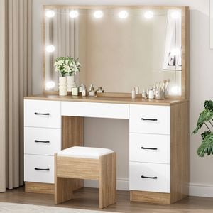 Alfordson Dressing Table Set Stool Oak