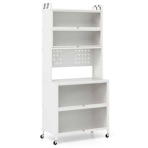 Costway 6-tier Kitchen Pantry Cupboard Storage Cabinet Bakers Rack White