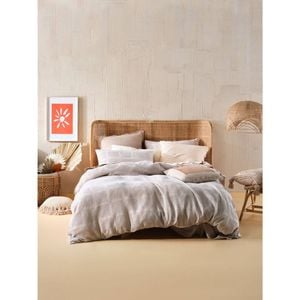Linen House Queen Galicia Cotton Quilt Cover Set - Blue/Sand