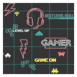 Gamer Black/Neon Pink Wallpaper  53cm x 10.05m
