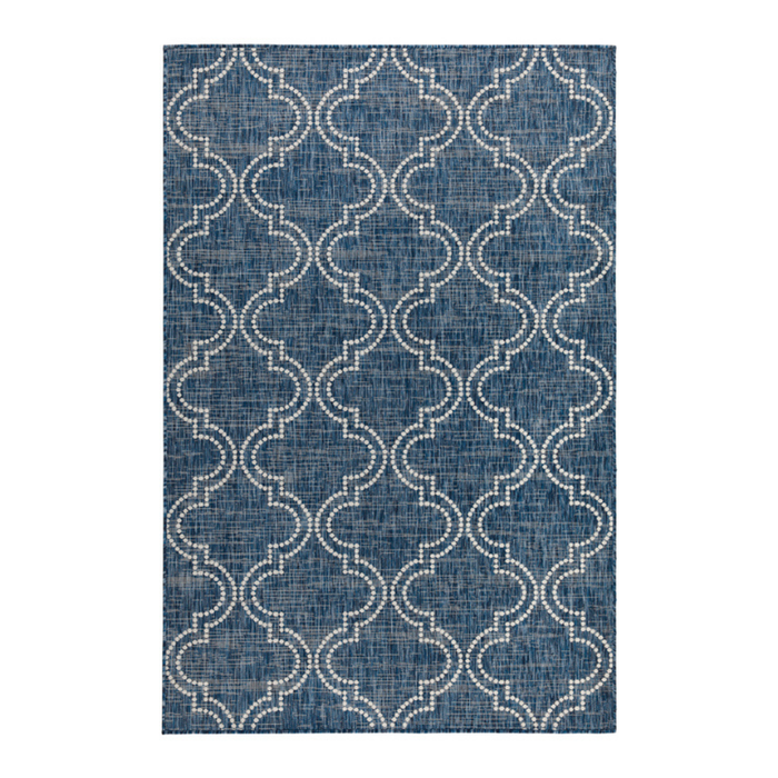 Fab Habitat 160x230cm Blue Jinju Trellis Polypropylene Outdoor Rug