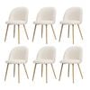 Oikiture 6x Dining Chairs Sherpa Wooden White