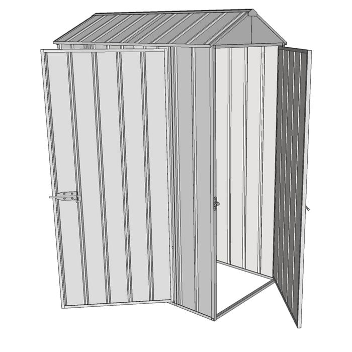 Build-a-Shed 0.8 x 1.5 x 2.1m Gable Single Hinged Door Shed with Single Hinged Side Door - Zinc