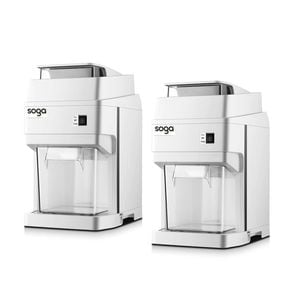 SOGA 2X 300 Watts Electric Ice Shaver Crusher Slicer Snow Cone Maker– 120kgs/h-White
