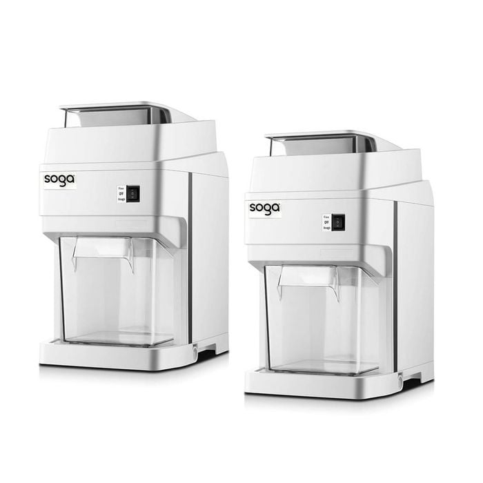 SOGA 2X 300 Watts Electric Ice Shaver Crusher Slicer Snow Cone Maker– 120kgs/h-White