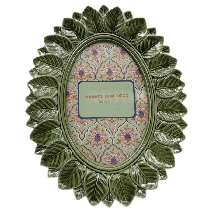 Urban Resin/Wood Oval Leaf Photo Picture Frame 4x6in 22x18cm Green