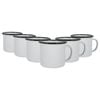 Argon Tableware 375ml Enamel Mugs - Black Rim - Set Of 6 Metal Drinking Cups Coffee Teacup Mug Set Hot, Cold Drinks Cups