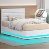 Alfordson Bed Frame King Single Platform Rgb Led Gas Lift Base Storage White