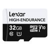 Lexar 32GB High-Endurance MicroSDHC UHS I C10 UHS Memory Card [LMSHGED032G-BCNNG]