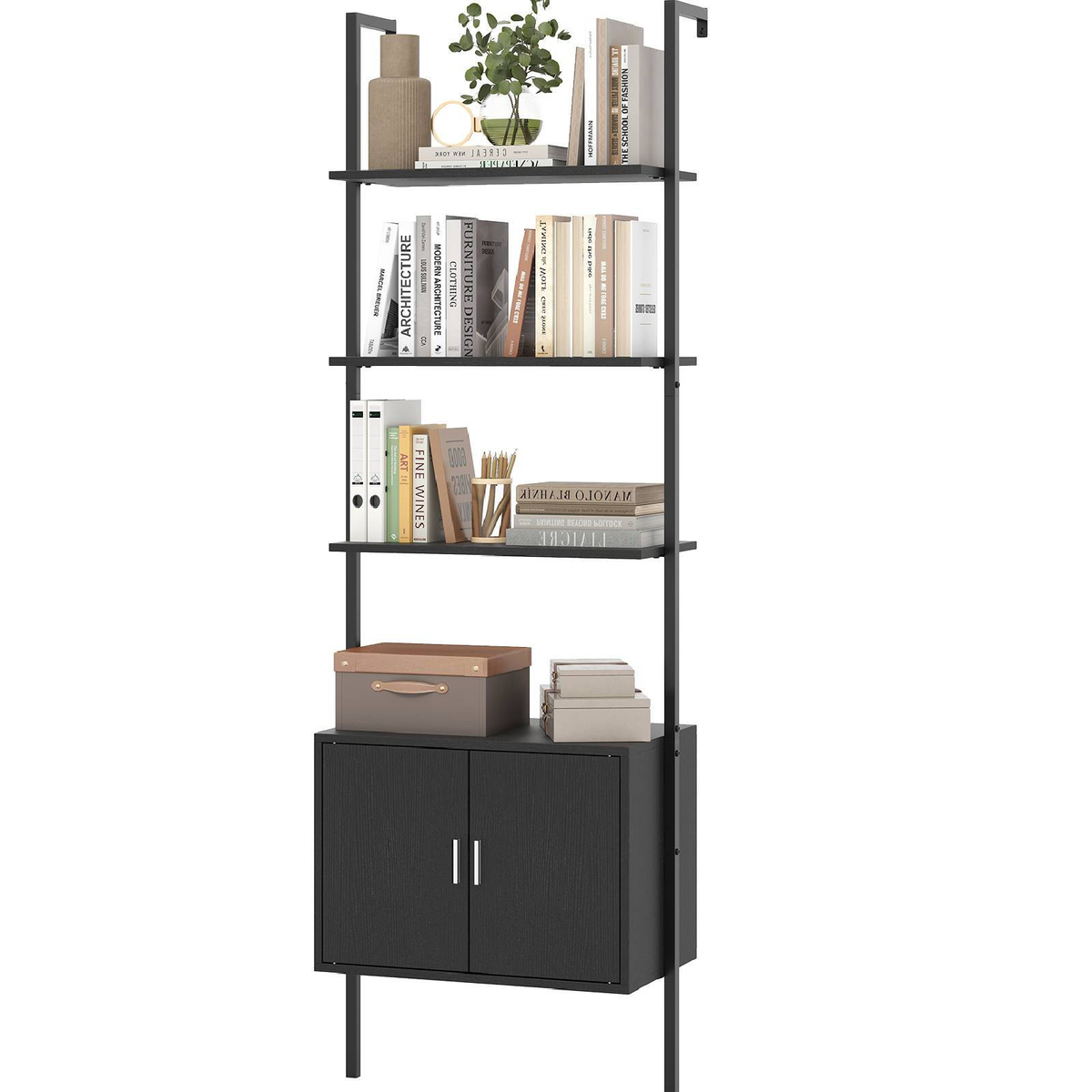 Costway 5-tier Bookshelf Wall Mount Ladder Bookcase Black - Bunnings ...