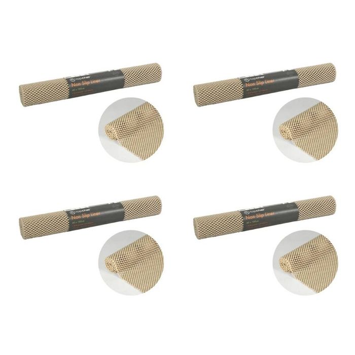4x Top Chef Beige Non Slip Drawer Liner PVC Material Versatile Use - 40x100cm