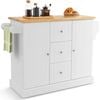 Costway Kitchen Island Trolley Mobile Storage Cabinet w/Adjustable Shelf & Towel Rack White