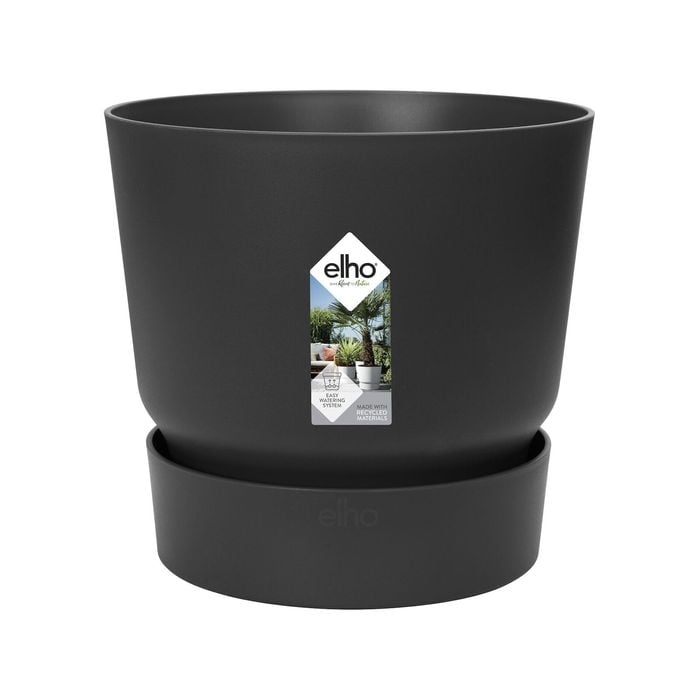 Elho 30cm Living Black Greenville Self Watering Plant Pot