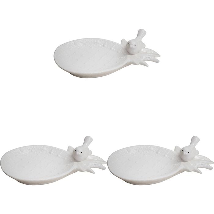 3PK LVD Ceramic Pineapple Plate Decorative Home Decor White