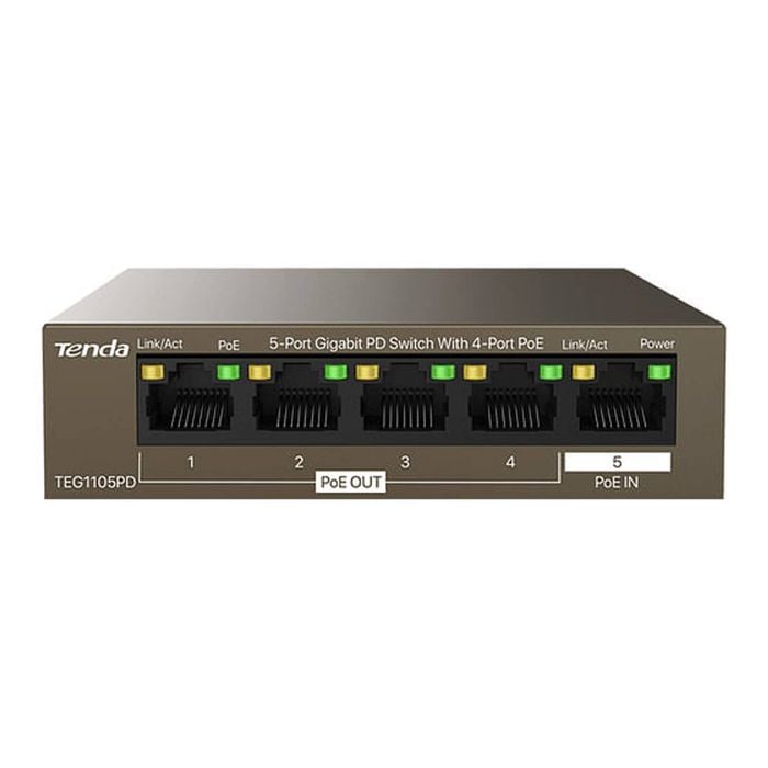 Tenda Teg1105pd 5-port Network Switch Gigabit Power Delivery With 4-port Poe+