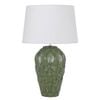 Telbix Madrid Contemporary Table Desk Lamp Light Fabric Ceramic White Green Gloss