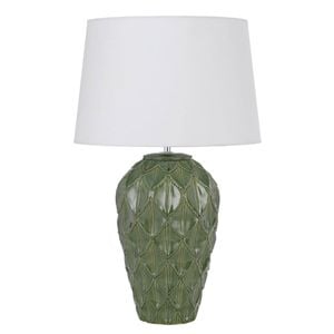 Telbix Madrid Contemporary Table Desk Lamp Light Fabric Ceramic White Green Gloss