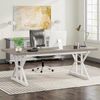 OAKORY 180cm Office Desk with Brown Top and White X Frame
