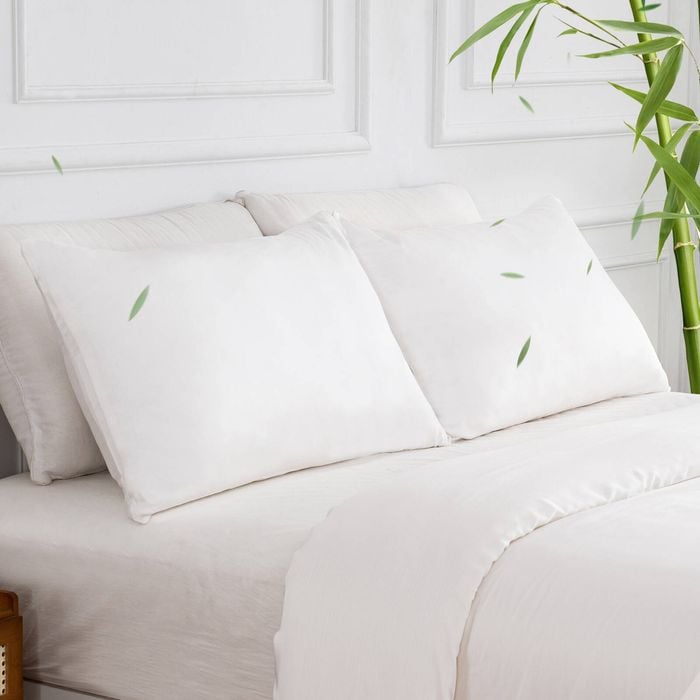 LINENOVA 100% Bamboo Pillow cases Slip Cover Pillowcase - White Single