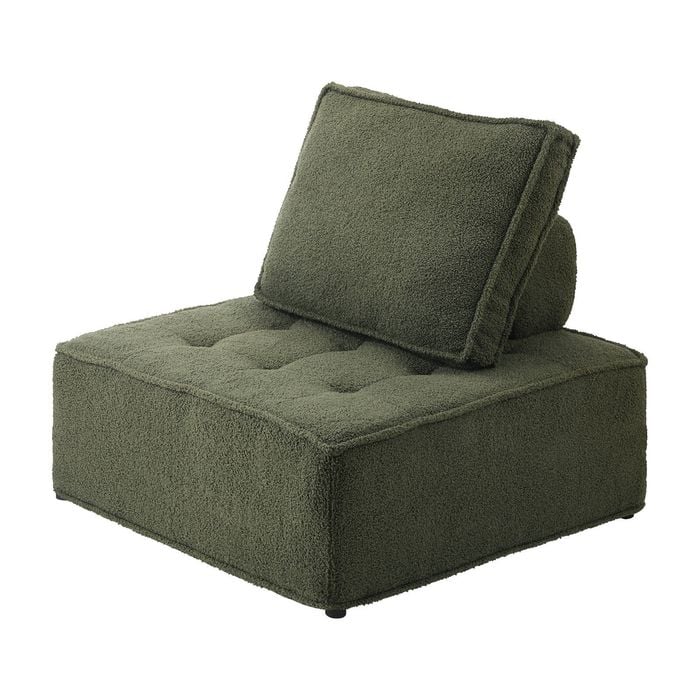 Oikiture 1PC Modular Sofa Lounge Chair Sherpa Green