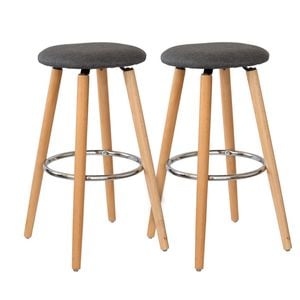 Hacienda 2 Cotton/steel Modern Padded Barstools (grey/wood)
