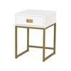 Sarantino Emilia Bedside Table Night Stand - White Gold