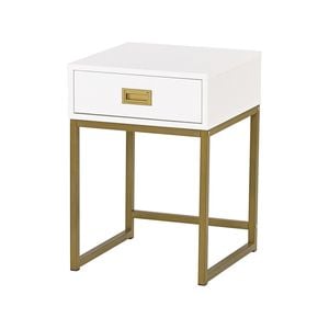 Sarantino Emilia Bedside Table Night Stand - White Gold