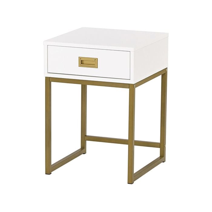Sarantino Emilia Bedside Table Night Stand - White Gold