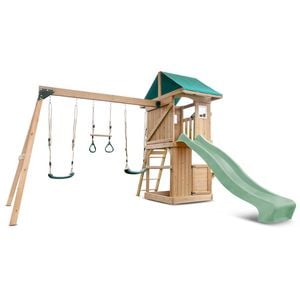 Lifespan Kids Montrose Swing Set & Play Centre with 2.2m Pastel Green Slide 