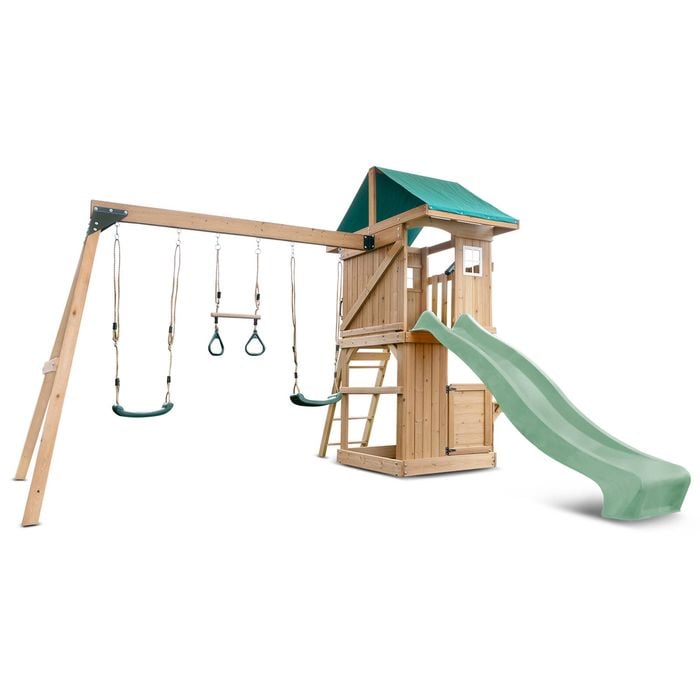 Lifespan Kids Montrose Swing Set & Play Centre with 2.2m Pastel Green Slide 
