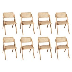 Levede 8pcs Chairs - Natural Wood Colour