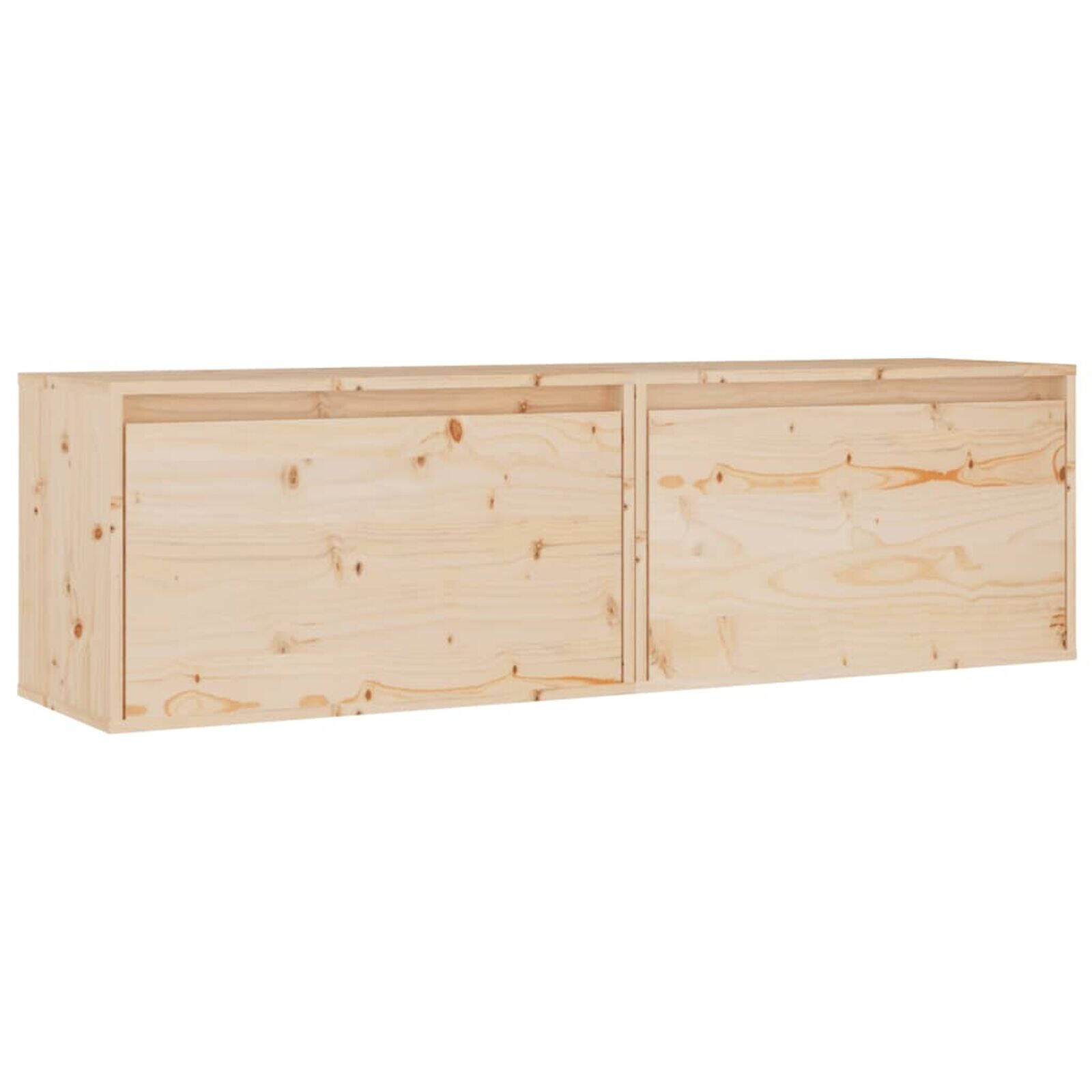 vidaXL 2x Solid Wood Pine Wall Cabinets Hanging Floating Cabinet Storage Shelf