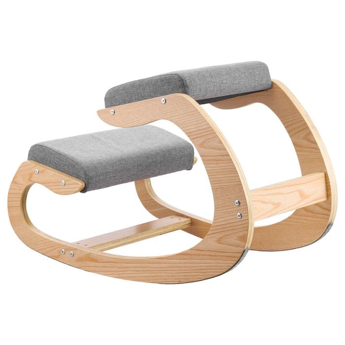 Vevor Ergonomic Kneeling Chair Gray With Thick Foam Cushions And Solid Wood Frame Natural Relief