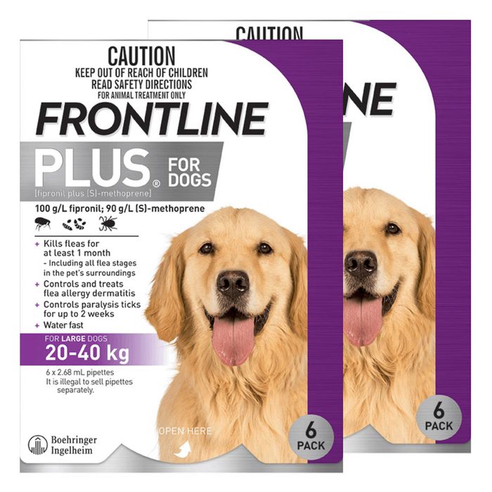 Frontline Plus For Large Dogs 20 To 40 Kg (purple) 12 Pipettes