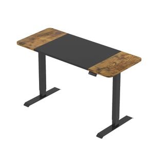 Advwin Standing Desk Electric Height Adjustable 140x60cm Walnut Tabletop Black Frame
