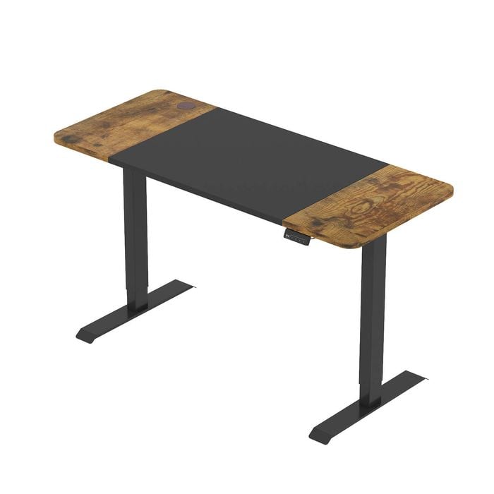 Advwin Standing Desk Electric Height Adjustable 140x60cm Walnut Tabletop Black Frame