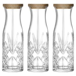 RCR Crystal Melodia Glass Carafes with Cork Lid - 1L - Pack of 3