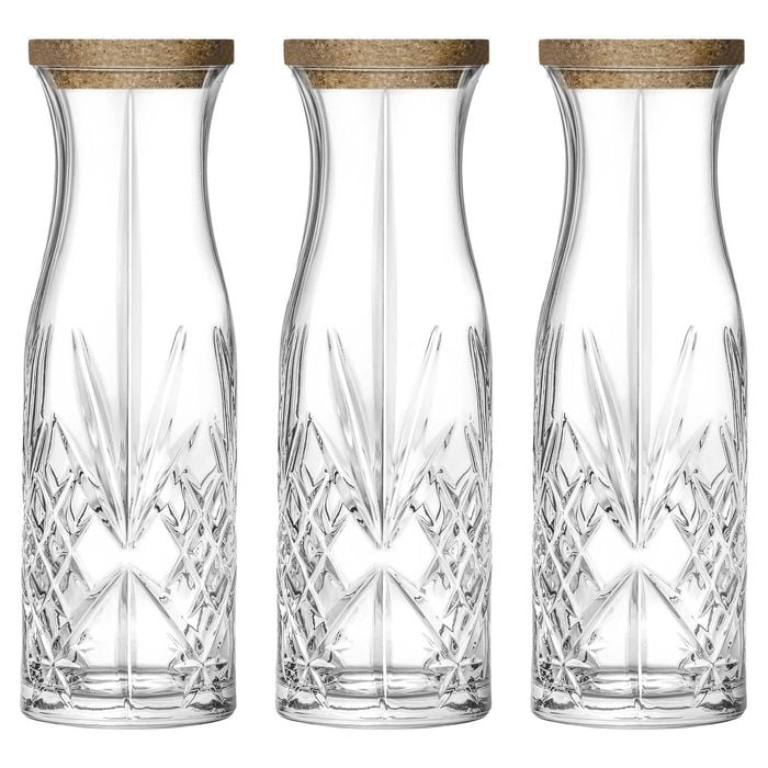 RCR Crystal Melodia Glass Carafes with Cork Lid - 1L - Pack of 3